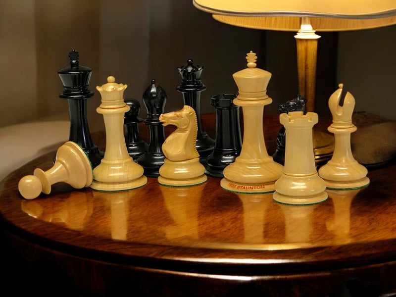 3.5 Inch DropJaw Ebony Chess Set & Mahogany Slide Box - Official Staunton™ 