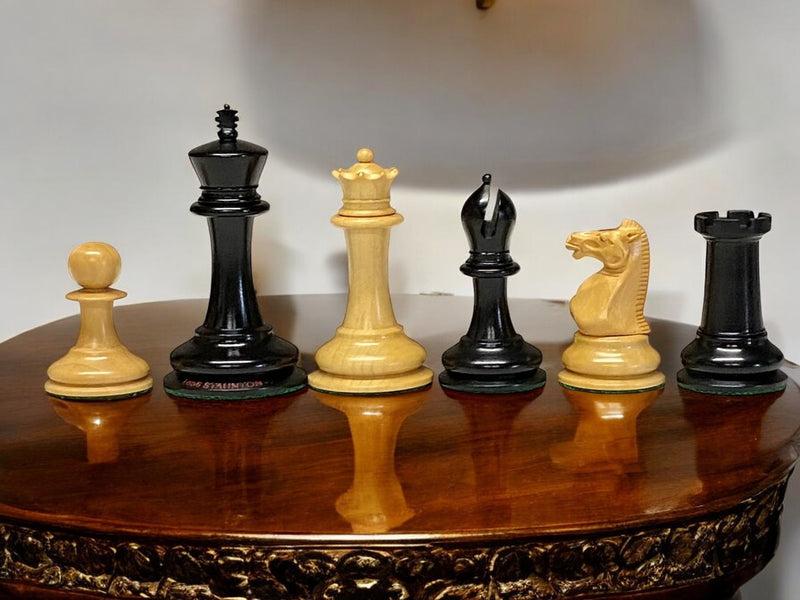 3.5 Inch DropJaw Ebony Chess Set & Mahogany Slide Box - Official Staunton™ 