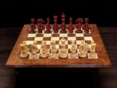 Friesian Chessmen with Madrona Briar Chessboard and Mahogany Box - Official Staunton™ 