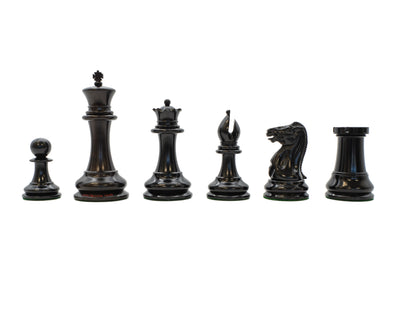 1849 Staunton Ebony Pieces, 21" Wenge Chessboard & Mahogany Box