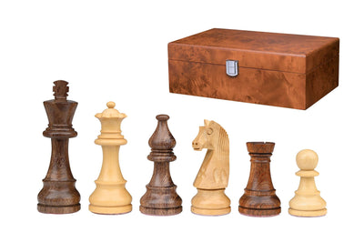 Staunton Titus Acacia Chessmen with Burl Box