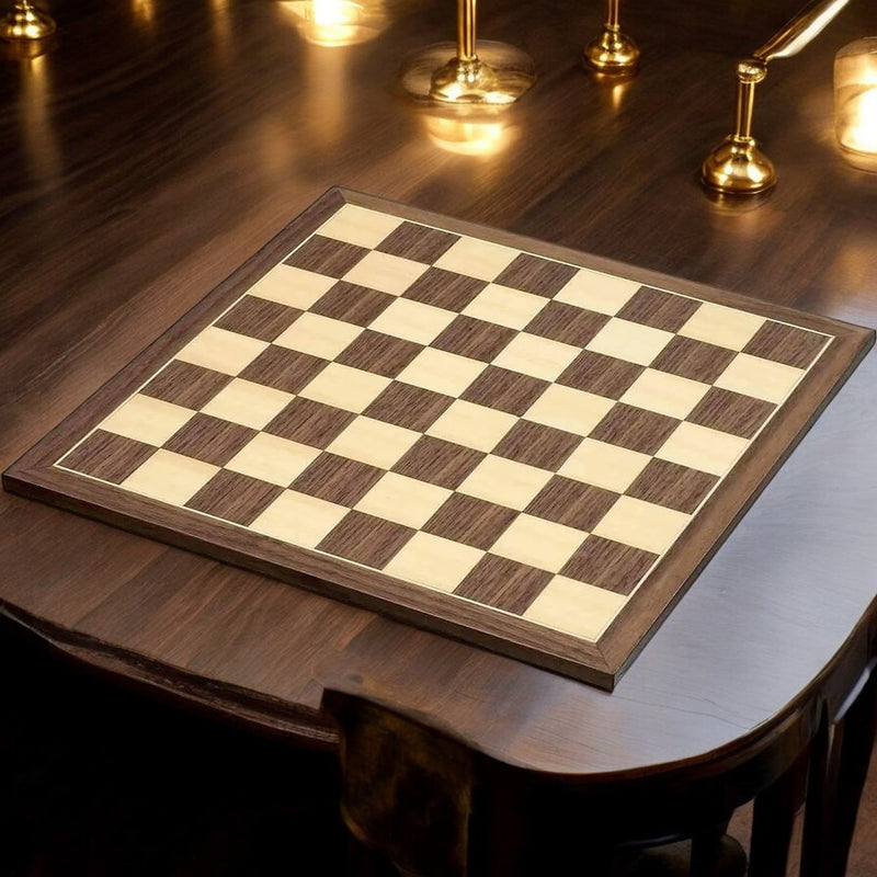 19" Spanish Walnut & Maple Chess Board - Official Staunton™ 