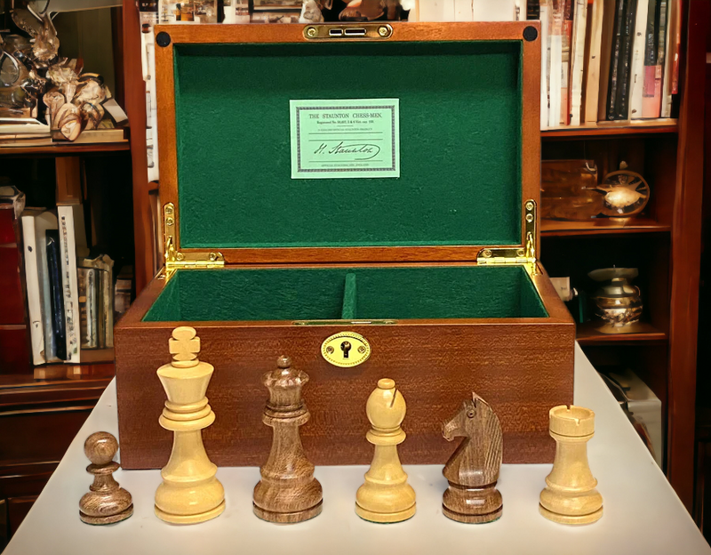 3.75" Staunton Classic Acacia Chess Pieces & Mahogany Box - Official Staunton™ 