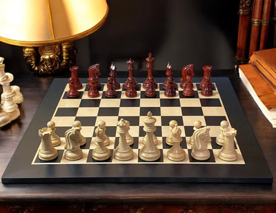 Tristan Imperial Redwood Chess Pieces, 20" Anegre Chessboard & Vinyl Box - Official Staunton™ 