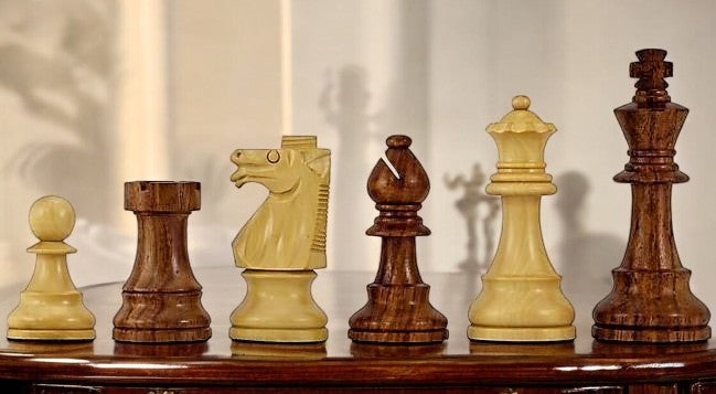 4” British Acacia & Boxwood Chess Pieces - Official Staunton™ 