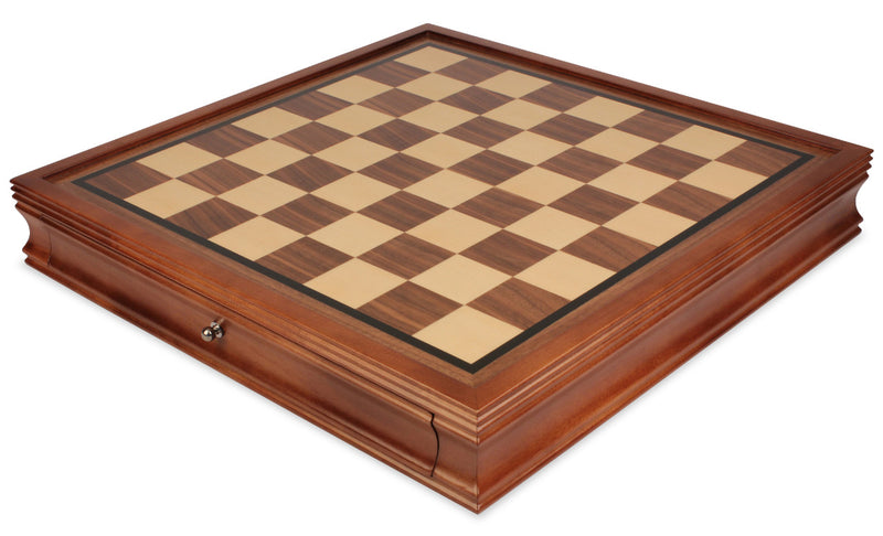 20 Inch Mahogany Walnut Drawer Chess Board - Official Staunton™ 