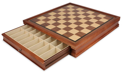 20 Inch Mahogany Walnut Drawer Chess Board - Official Staunton™ 