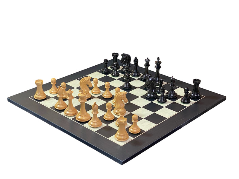 Imperial Ebony Chess Pieces & Anegre Burl Chess Board - Official Staunton™ 