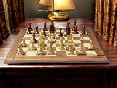 Italian Walnut Chess Board & Sultan Redwood Chess Pieces - Official Staunton™ 