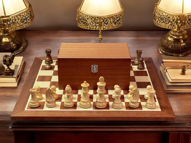 4" Classic Acacia Chess Pieces 19" Mahogany Board & Box - Official Staunton™ 