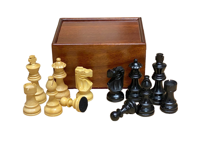 Compact  Walnut Board 3.4" British Ebonised Pieces, Slide top Box - Official Staunton™ 