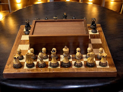 16" Solid Wood Board, 3" Parker Chessmen, Solid Wooden Chess Box - Official Staunton™ 