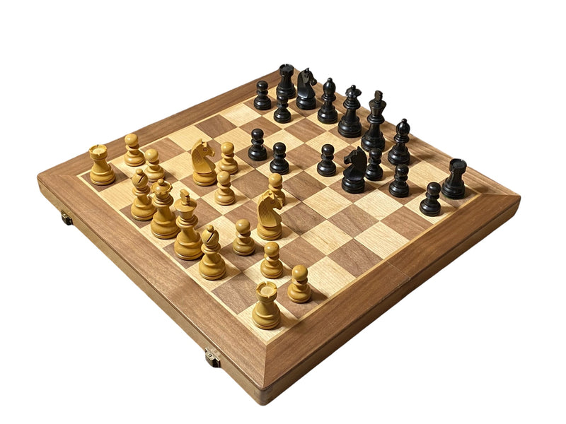 15-Inch Folding Chess & Draughts Set with Dual Chessmen - Official Staunton™ 