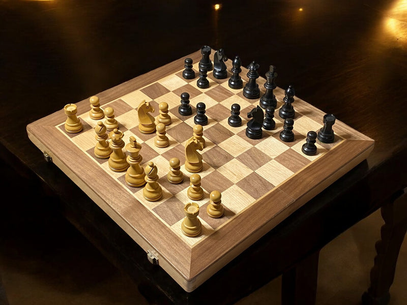 15-Inch Folding Chess & Draughts Set with Dual Chessmen - Official Staunton™ 