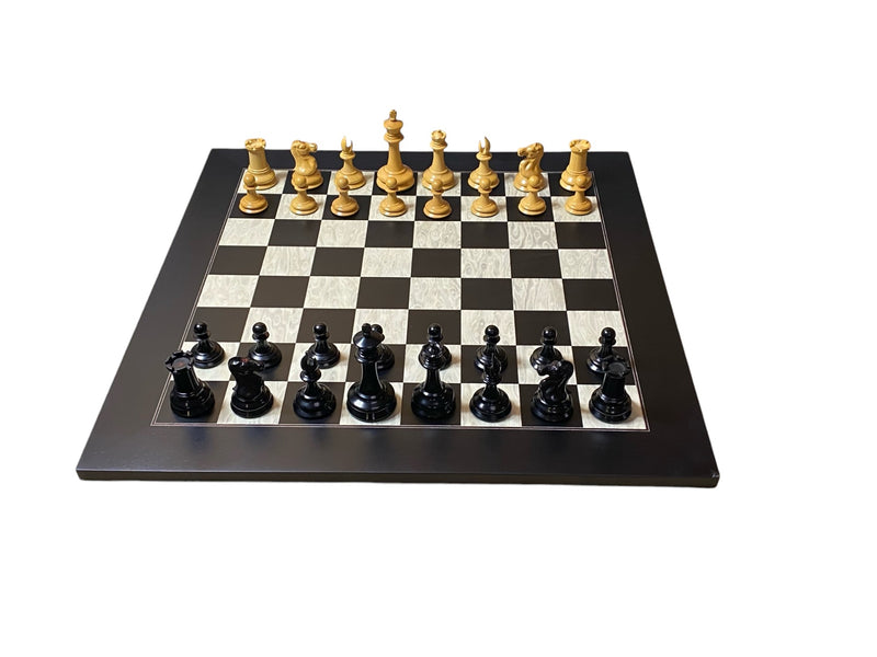 Leuchars Cooke Chessmen Anegre Burl Chessboard  Vinyl Box Combination