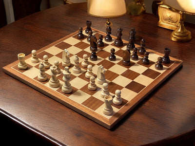 15.75" Mahogany Classic Chess Set and Slide Lid Box - Official Staunton™ 