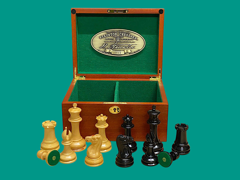 1849 Original Staunton Design Reproduction Chess Pieces & Mahogany Box