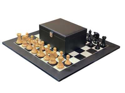 Imperial Ebony Chess Pieces & Anegre Burl Chess Board - Official Staunton™ 