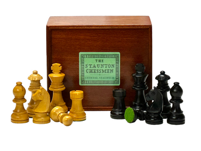 Club Classic Ebonised Chessmen & Slide Lid Box - Official Staunton™ 