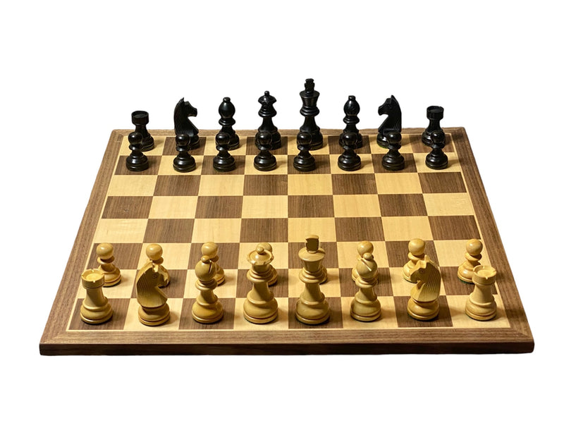 15:75 Inch Walnut Black Classic Wooden Chess Set & Box - Official Staunton™ 