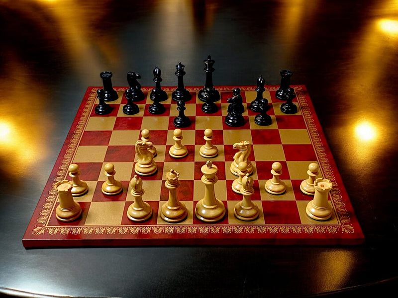 Harrwitz Chessmen Italian Claret Chessboard Slide Lid Box