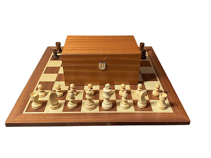 XL Grandmaster Acacia Mahogany Chess Set and Box