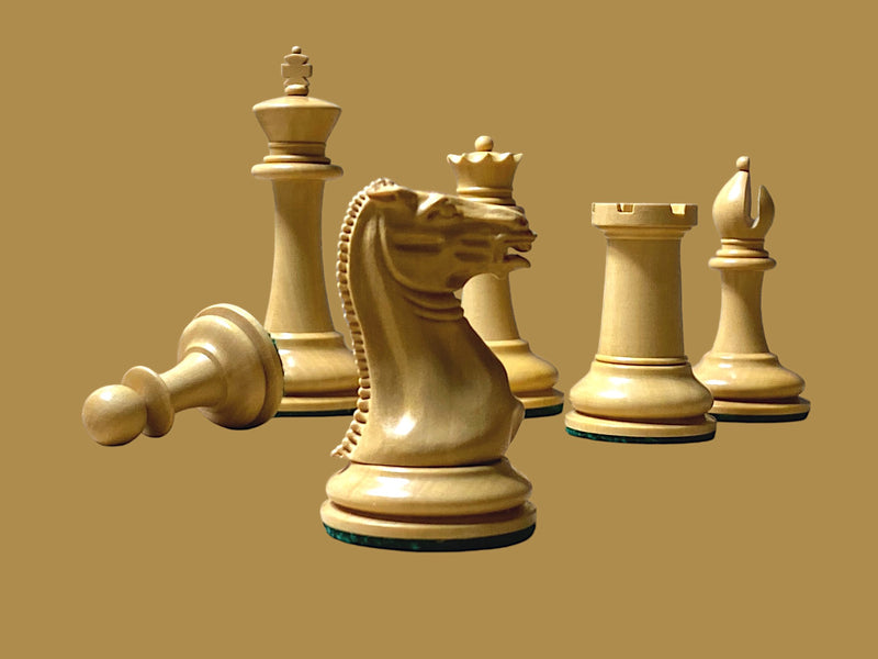 1849 Cooke Chessmen with 20-Inch Anegre Burl Board Vinyl Box