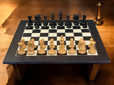 Imperial Ebony Chess Pieces & Anegre Burl Chess Board - Official Staunton™ 