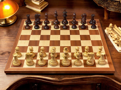 Spirit Rosewood Pieces, Mahogany Chess Set and Slide Lid Box - Official Staunton™ 