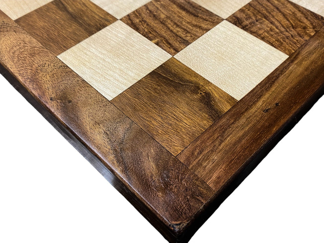 18" Handmade Acacia and Boxwood Hardwood Chess Board - Official Staunton™ 