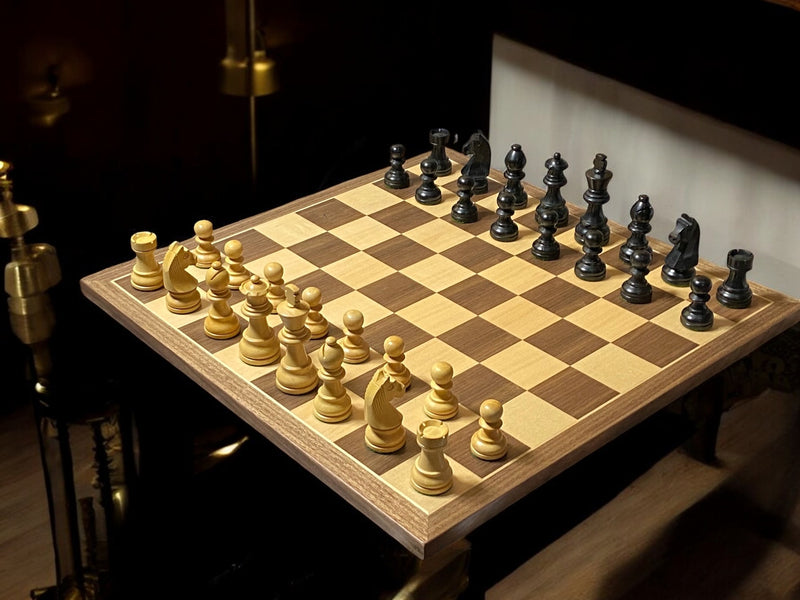 15:75 Inch Walnut Black Classic Wooden Chess Set & Box - Official Staunton™ 