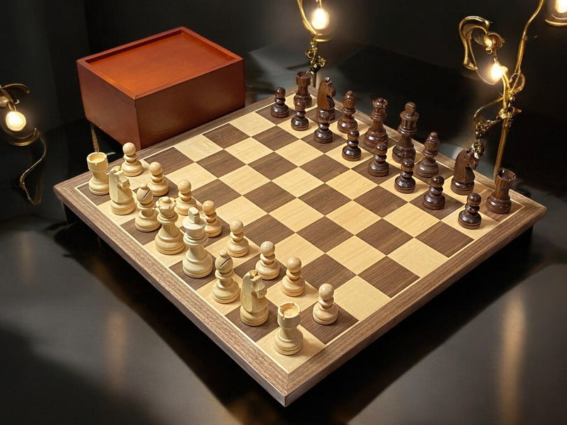 15.75" Grandmaster Walnut Chess Set and Slide Box - Official Staunton™ 