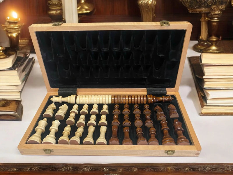 15-Inch Folding Chess & Draughts Set with Dual Chessmen - Official Staunton™ 