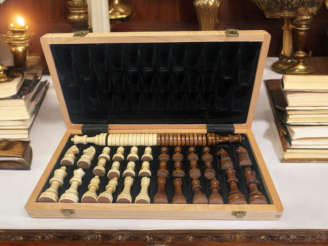 15" Walnut Folding Chess and Checkers Set - Official Staunton™ 