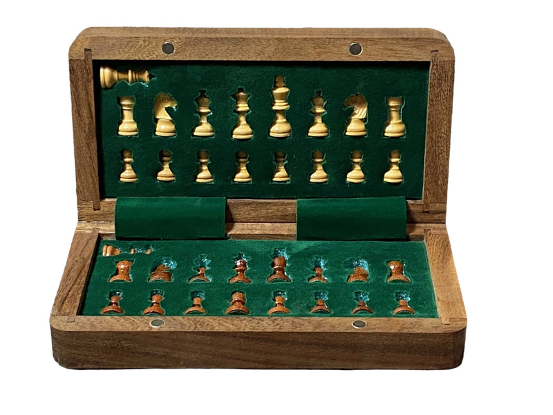 7" Solid Wood Handmade Magnetic Travel Chess Set - Official Staunton™ 