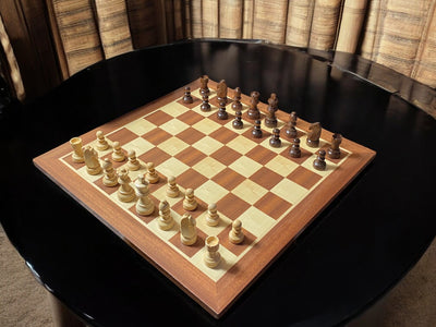 XL Grandmaster Acacia Mahogany Chess Set and Box