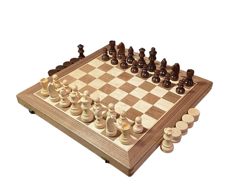 15" Walnut Folding Chess and Checkers Set - Official Staunton™ 