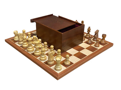 Compact British Acacia, Mahogany Chessboard & Slide Box - Official Staunton™ 