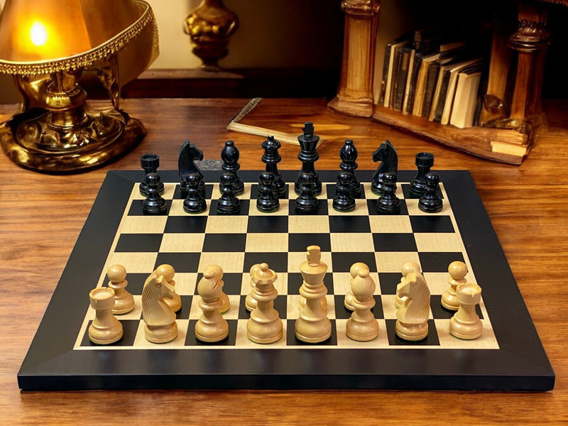 15.75" Classic Economy Anegre Chess Set & Slide Lid Box - Official Staunton™ 