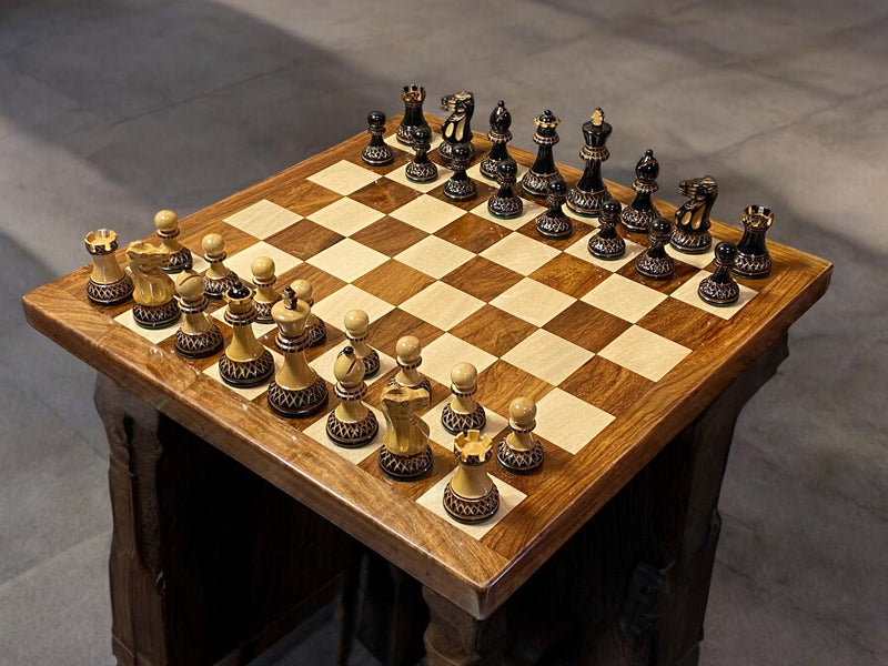 16" Solid Wood Board, 3" Parker Chessmen, Solid Wooden Chess Box - Official Staunton™ 