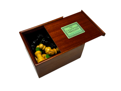 Club Classic Ebonised Chessmen & Slide Lid Box - Official Staunton™ 