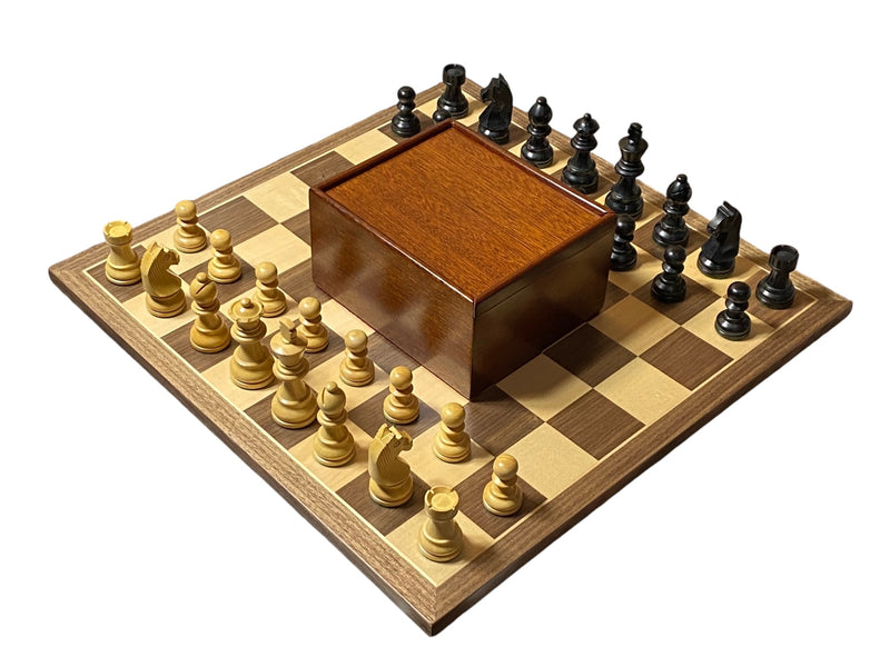 15:75 Inch Walnut Black Classic Wooden Chess Set & Box - Official Staunton™ 