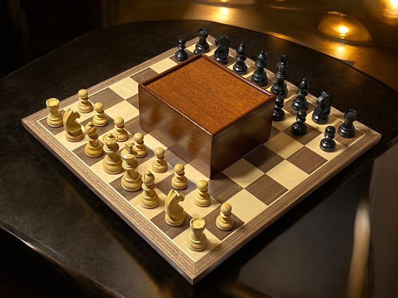 15:75 Inch Walnut Black Classic Wooden Chess Set & Box - Official Staunton™ 