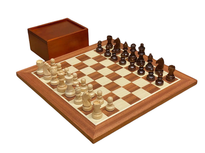 15.75" Grandmaster Mahogany Chess Set, Slide Lid Box