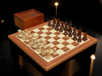 15.75" Grandmaster Mahogany Chess Set, Slide Lid Box