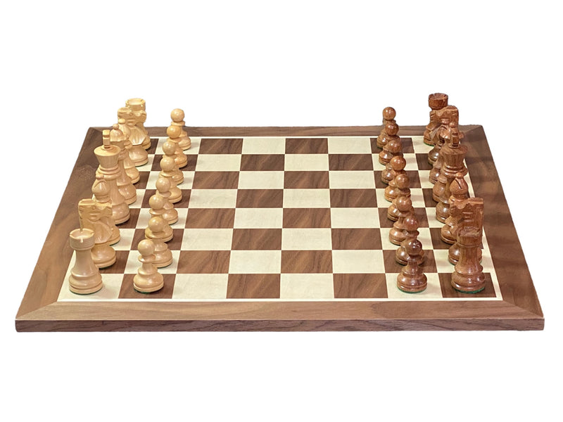 4” British Acacia Walnut Chess Set & Mahogany Box - Official Staunton™ 