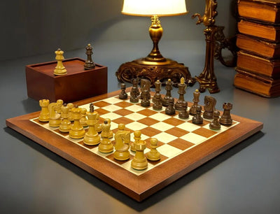 3"Zagreb Russian Acacia Chess Pieces 15.75" Mahogany Board and Box - Official Staunton™ 