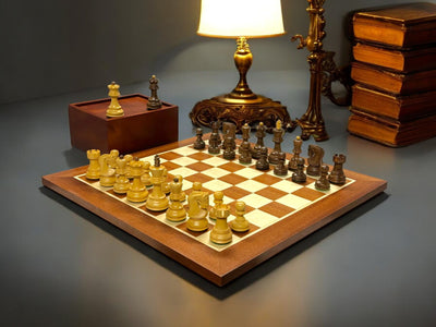 3"Zagreb Russian Acacia Chess Pieces 15.75" Mahogany Board and Box - Official Staunton™ 