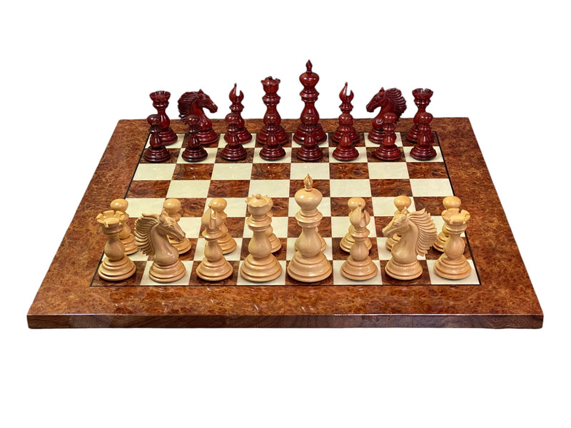 Friesian Chessmen with Madrona Briar Chessboard and Mahogany Box - Official Staunton™ 