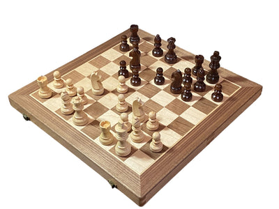 15" Walnut Folding Chess and Checkers Set - Official Staunton™ 